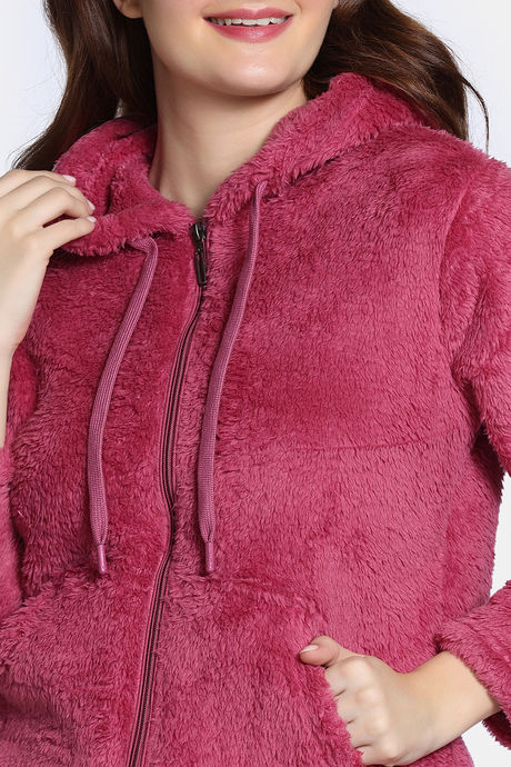 Zivame Soft Snuggles Fur Jacket - Beet Red — image 5